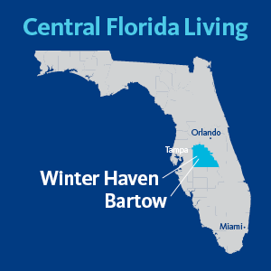 a map of the state of Florida highlighting Winter Haven and Bartow