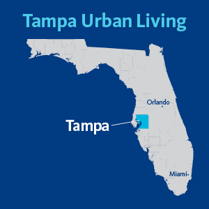 a map of the state of Florida highlighting Tampa